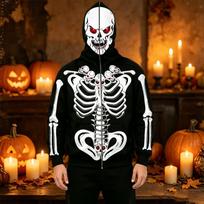 Men's Casual Halloween Print Hooded Jacket with Pockets, Fashionable Outerwear for Halloween XXXXL orange