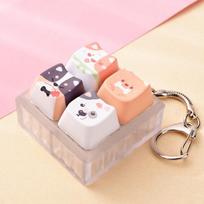 Relax Button Puppy Keycap Keychain Kawaii Mechanical Keyboard Keying Fidget Toy Keychain  Reduce Transparent 2 beige