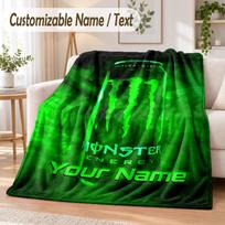 Custom Text Flannel Blanket Monster Energy Print Warm Cozy Blanket Home Sofa Bedding 100cmx150cm
