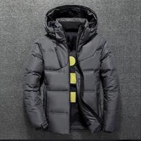 Vyriška žieminė striukė su baltų ančių pūkais, šilta, su gobtuvu, storas ančių pūkinis parkas, vyriškas žieminis lauko paltas XXXL