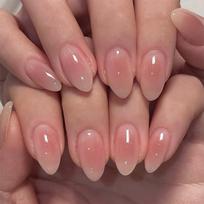 24Pcs Simple Nude Pink Press on Fake Nails with Almond Design Short Round Head False Nails Set Wearable Full Cover Nail Tips brown