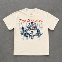 Women's Cotton Crew Neck The Strokes Vintage Unisex T-Shirt, Indie Rock Band Tee, Retro Sketch Graphic Tshirt, Aesthetic Concert Music Unisex,gift,Top M gray