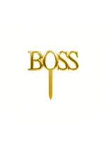 3pcs/6pcs Gold Acrylic Boss Happy Birthday Cake Topper Big Boss Cake Decorations for Boss Birthday Party Supplies 3pcs yellow