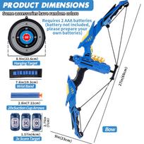 Kids Soft Dart Archery Set with LED Lights Indoor Outdoor Sports Gift for Boys And Girls. Halloween Christmas Thanksgiving 6 Blue Bow