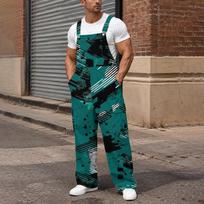 Men's Loose Fit Cargo Bib Overalls Wide Leg Jumpsuit with Multi-Function Utility Pockets XL žalia