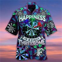 Men's Darts Printed Short Sleeved Shirts Summer Casual Lapel Shirt Hawaii Beach Vacation Shirt Men's Exquisite Printed Shirts 2XL blue