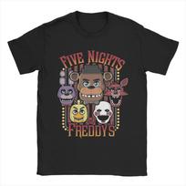 Penki vakarai pas Freddy  (FNAF)  Vyriški juokingi grafiniai marškinėliai Medvilniniai Klasikiniai Apvaliu Kaklu Trumpomis Rankovėmis Laisvalaikio Marškinėliai S įvairiaspalvis