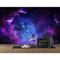 Purple Blue Cosmic Galaxy Wall Mural Vibrant Nebula Starry Space Wallpaper Home Decor 200 cm(W) x 140 cm(H) blue