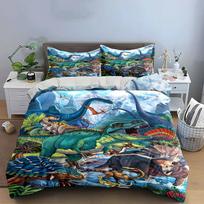 Colorful Dinosaur Themed Kids Decor  Multiple sizes kid's and adults' bedroom Exquisite 3PC bedding set gift AU Single 140*210cm/55x83in 3pcs gray