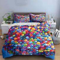 Colorful Balloon Set for Celebrations Bedding Set with 1 Duvet Cover 2 Pillowcases Single Double King Queen, Gift AU Double 180X210cm&set