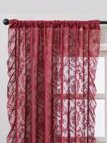 Vintage Burgundy Lace Sheer Curtains, Rod Pocket Ruffled Lace Window Curtains for Living Room Bedroom 140x200cm 1PC