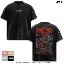 Bloodborne T-Shirt Clothes The Hunter Blood Moon Vintage Wash T-Shirt - S black