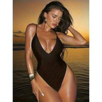 Women S Sexy Solid Color Halter Backless One Piece Swimsuit L