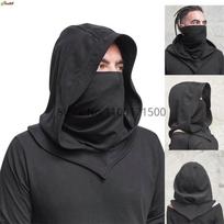 Unisex Halloweeno kostiumai Viduramžių kaukės skrybėlis Cosplay Renesanso gobtuvas apsiaustas gobtuvas Asasino juodi gotikiniai vampyrų aksesuarai One Size juoda