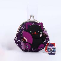 Flower Printing Maneki Neko Coin Purse Doll Card Holder Casual Lucky Cat Clutch Bag  Men