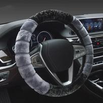 Winter Super Soft Plush Creative stitching Car Steering Wheel Cover Universal,Warm Faux Fur Auto Handlebar on the Steering-Wheel A-Gray