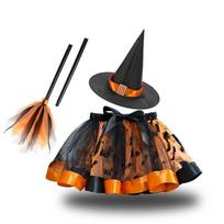 Gothic Halloween Tutu Dress with Hat Halloween Children's Witch Dress  Halloween Decoration style 16 black