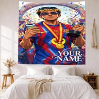 Lamin Yamal Custom Your Name Wall Decor Tapestry Art For Pet Memorial Birthdaywedding Party Backdrop Family Gift 180cmx230cm