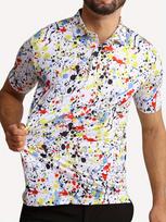 Men's Full-Coverage Printed Shirt, Vibrant and Colorful Short-Sleeve Golf and Tennis Top, Breathable Moisture-Wicking Fabric, Machine Washable, Casual 4XL gray