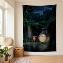 Mano kaimynas Totoro (14) Sieninė gobelenas Stilingas sienos kabinamas elementas miegamajam, svetainei, bendrabučiui Graži dovana šeimai ir draugams 100cmx150cm gray