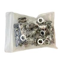 24 vnt. Vikingų runų rinkinys Laisvi karoliukai Tarpiniai karoliukai Plaukų pynimui Dreadlock karoliukai „Pasidaryk pats“ juvelyrikos gamybai 24pcs