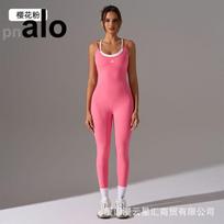 Alo Yoga Fake Two Piece Bodysuit Women Sexy Backless Tummy Control Butt Lifting Gym Workout Activewear XL 130-145 lbs