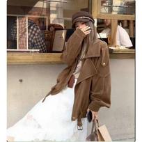 Ladies Khaki Windbreaker Big Lapel Elastic Hem Loose Fit Street Style Autumn Jacket XL black