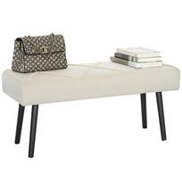 Velvet Upholstered Bench with Steel Legs, 100x36x45 cm, Cream kreminė