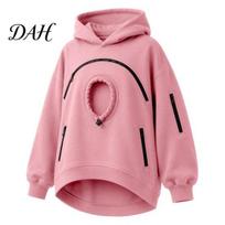 Outdoor Pet Travel Sweatshirt Cat Dog Carrier Hoodies for Men Women, Puppy Kitten Carrying with Hoodie Zippers, Large Pocket Pullover Top, Unisex XXXL rožinė