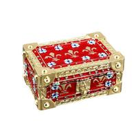 Rectangular Jewelry Box with Zinc Alloy Body, Open Interior, Magnetic Closure, and Ornate Floral Raised Detailing