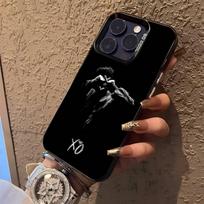 W-Weeknd XO dainininko telefono dėklas, skirtas iPhone 16,15,14,13,12,11,Pro,XS,Max,Plus,Mini,SE, juodas, saldainio matinės tekstūros, atsparus smūgiams dangtelis iPhone15promax