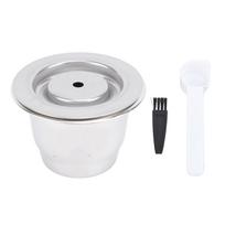 Reusable Coffee Capsules Pod Stainless Steel Reusable Refillable Coffee Filter with Brush Spoon L(for 6.5-9kg) white