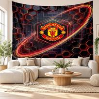 Manchester United sienos gobelenas, minkšto audinio sieninis kabinamas elementas, dekoratyvus fonas miegamojo namų sienų menui 100cmx150cm