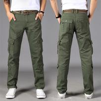 Cotton Multifunctional Multi Pocket Tactical Cargo Pants Men Outdoor Casual Work Street Wear Long Trousers 40 gray