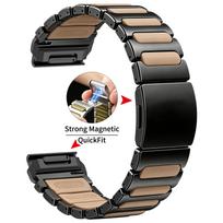 26mm 22mm magnetiniai silikoniniai ir titano dirželiai QuickFit juosta Garmin Fenix 8 E 7 7X Pro 6 6X Apyrankė Quatix 8 7 Epix Pro QuickFit 22mm black