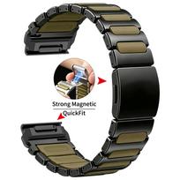 26mm 22mm magnetiniai silikoniniai ir titano dirželiai QuickFit juosta Garmin Fenix 8 E 7 7X Pro 6 6X Apyrankė Quatix 8 7 Epix Pro QuickFit 26mm black