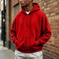 Men's Casual Hooded Sweatshirt with Pockets for Everyday Wear XXXL red