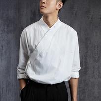 Japoniško stiliaus kimono marškinėliai Vasaros laisvalaikio vyriška palaidinė ilgomis rankovėmis V formos iškirpte Vyriški viršutiniai drabužiai 5XL white