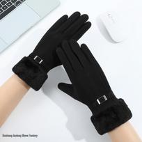 Women's Fleece-Lined Touchscreen Gloves: Full Finger, Thick, Windproof for Outdoor Cycling juoda