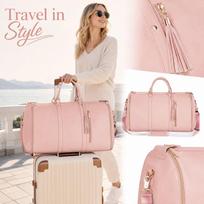 Travel Leather Duffel Bag with Clothing Storage, Carry- Portable Bag for Men and Women One Size rožinė