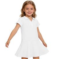 Kids'  Dress - Short Sleeve Pocket Color Frock Kids' Collared Dress - Short Sleeve Pocket Frock 140