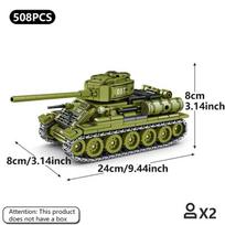 Classic T34 tank building blocks, WW II classic armored car toys, children's educational handmade DIY ornaments model beige