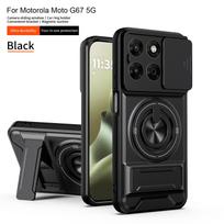 Skirta Motorola G37 dėklas Moto G47 dangtelis Moto G37 Power 5G dėklas Magsafe magnetinis sulankstomas laikiklis Karinio lygio šarvuotas kameros apsaugos dangtelis Motorola Moto G37 Power black