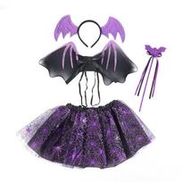 Cute Party Bat Wings Bat Wings Sets Tutu Skirt Headband Halloween Cosplay Costume 2-8year Masquerade Bat Wings Skirt Suit Party black