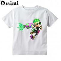 Kids Splatoon Inkling Design T Shirt Boys/Girls Great Kawaii Short Sleeve Tops Children's Funny Game T-Shirt 150 white