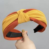 Top Bow Knot Cloth Patchwork Headband for Women Girls Shopping Headpiece Ladies Face Washing Head Wears Hair Hoop yellow