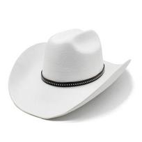 Western Cowboy Hat With Large Brim And Waterwave Embroidery For Summer Outdoor Wear white