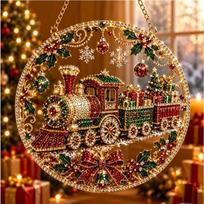 15CM Christmas wind acrylic diamond painting plane Christmas train brown