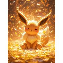 Japoniško Anime Deimantinės Tapybos Rinkinys Magiškas Elfas Eevee Siuvinėtas Deimantais PASIDARYK pats Mozaika Namų Dekoras Vaikų Dovana Round 50x70cm