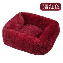 Dog Bed Super Soft Washable Long Plush Pet Kennel Deep Sleep Dog House Velvet Mats Sofa Pet Cat Bed For Dog Basket (Wine Red,95x75x20cm)